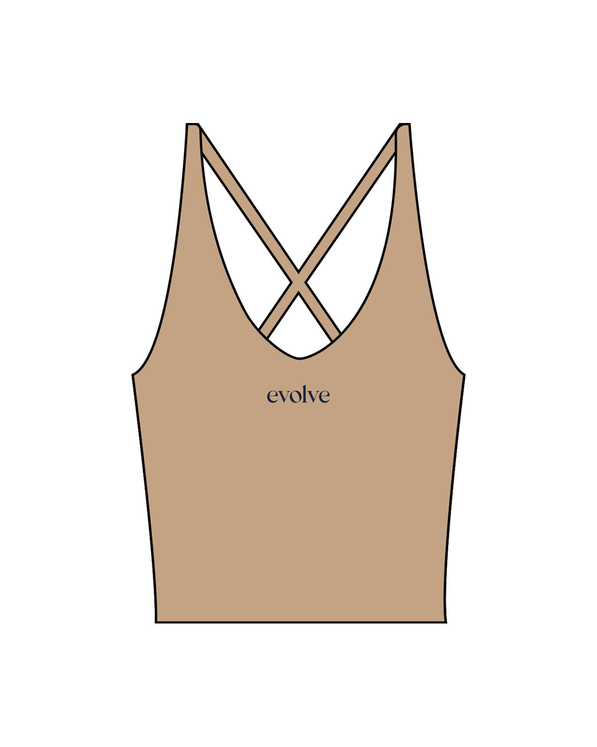 The Sporty Strappy Tank - Light Brown - Evolve Lagree - Center Chest & Center Back - Printed - Navy