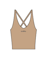 The Sporty Strappy Tank - Light Brown - Evolve Lagree - Center Chest & Center Back - Printed - Navy