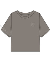 The Heavyweight Crop Tee - Washed Gray - Core Ritual - Right Sleeve & Left Chest - Washed Bone