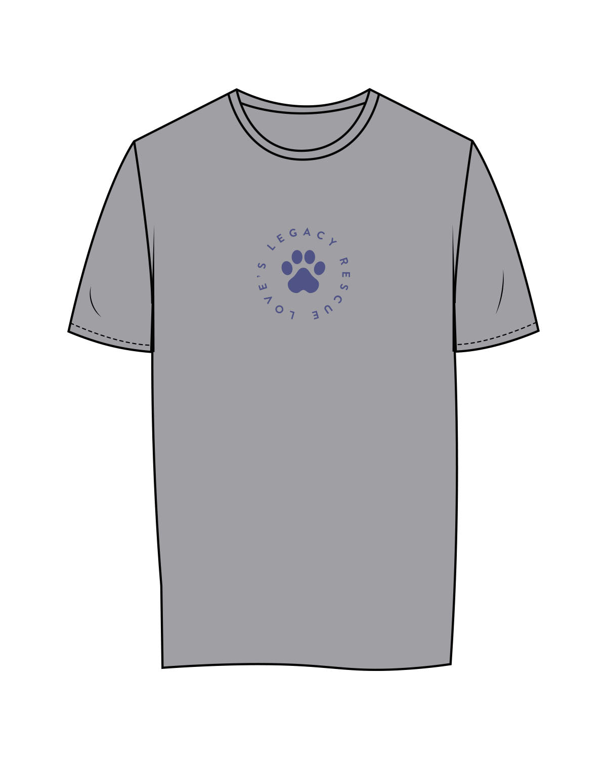 The Womens Tee - Heather - LLR - Center Chest Round - Printed - Gray Blue