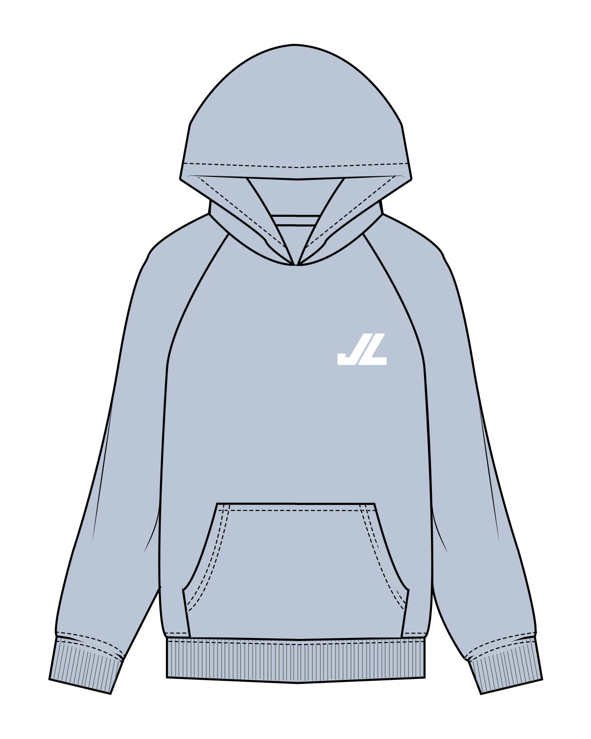 The Womens Hoodie - Powder - JL Marketing - Left Chest - Printed - White