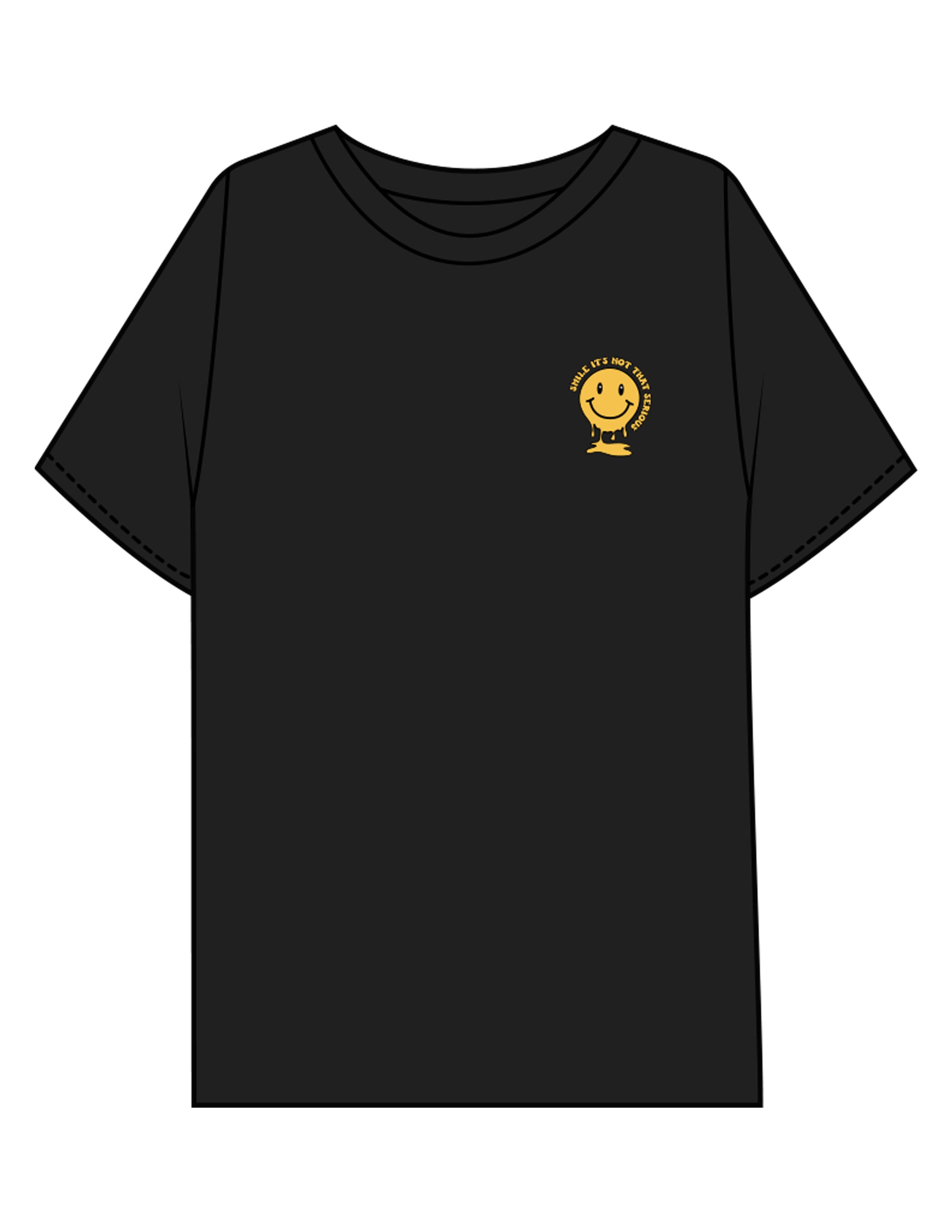 The Mens Boxy Tee - Black - Try Smile Collective - Left Chest & Back Stacked "SMILE" - Printed - Full Color