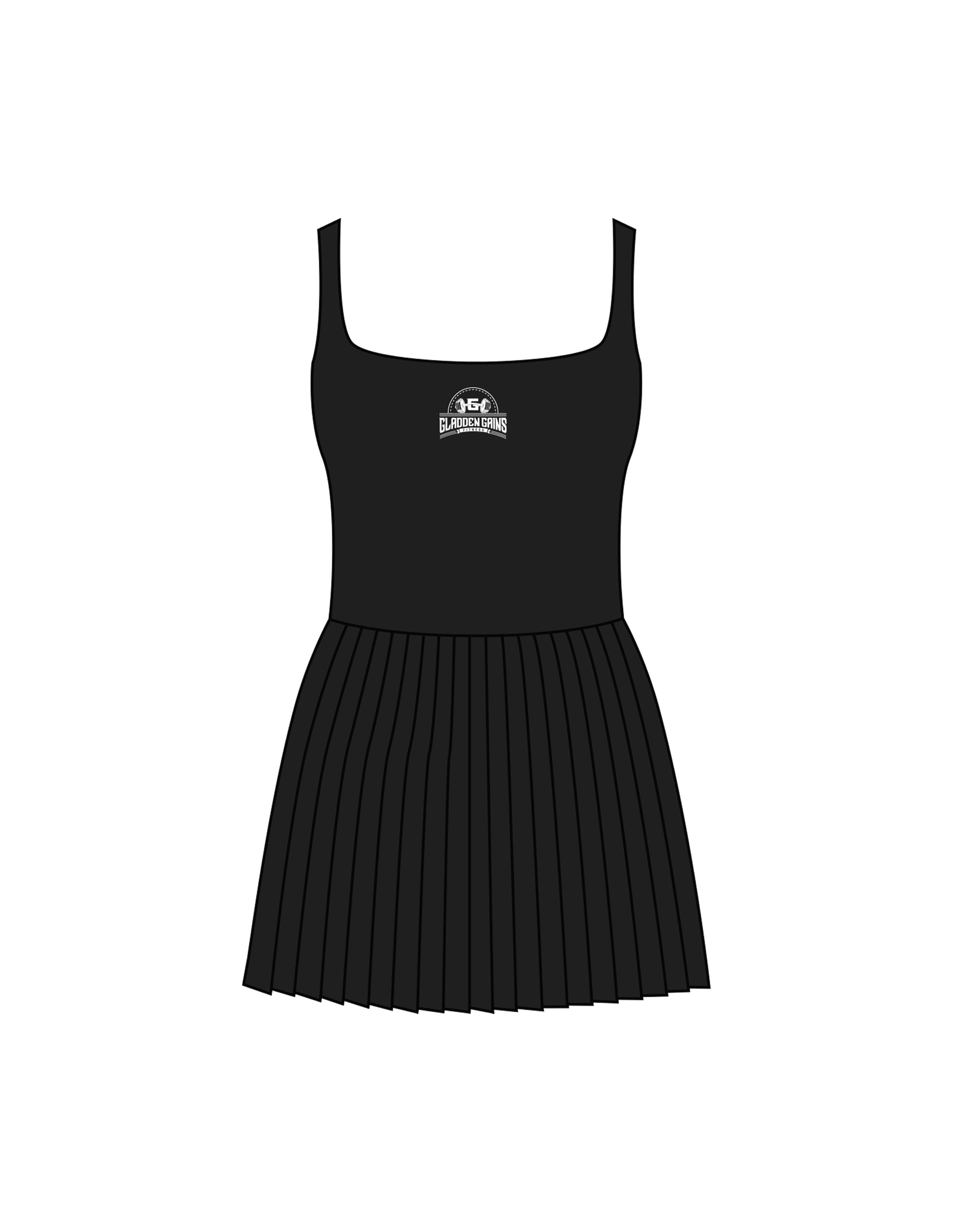 The Scoop Back Dress - Black - Gladden Gains - Center Chest - Printed - White