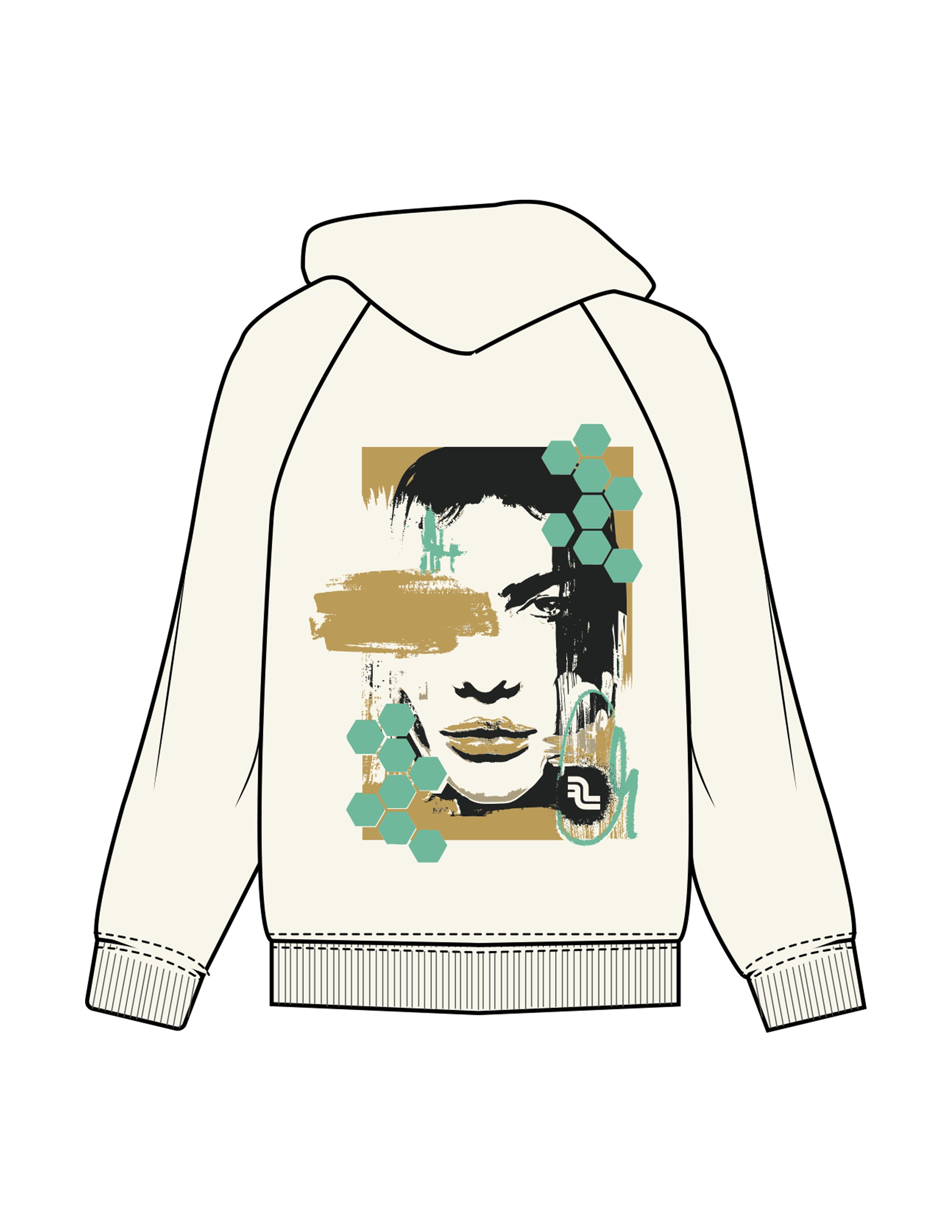 The Womens Heavyweight Hoodie - Off White - Fase Lagree - Center Chest & Back Image - Printed - Full Color