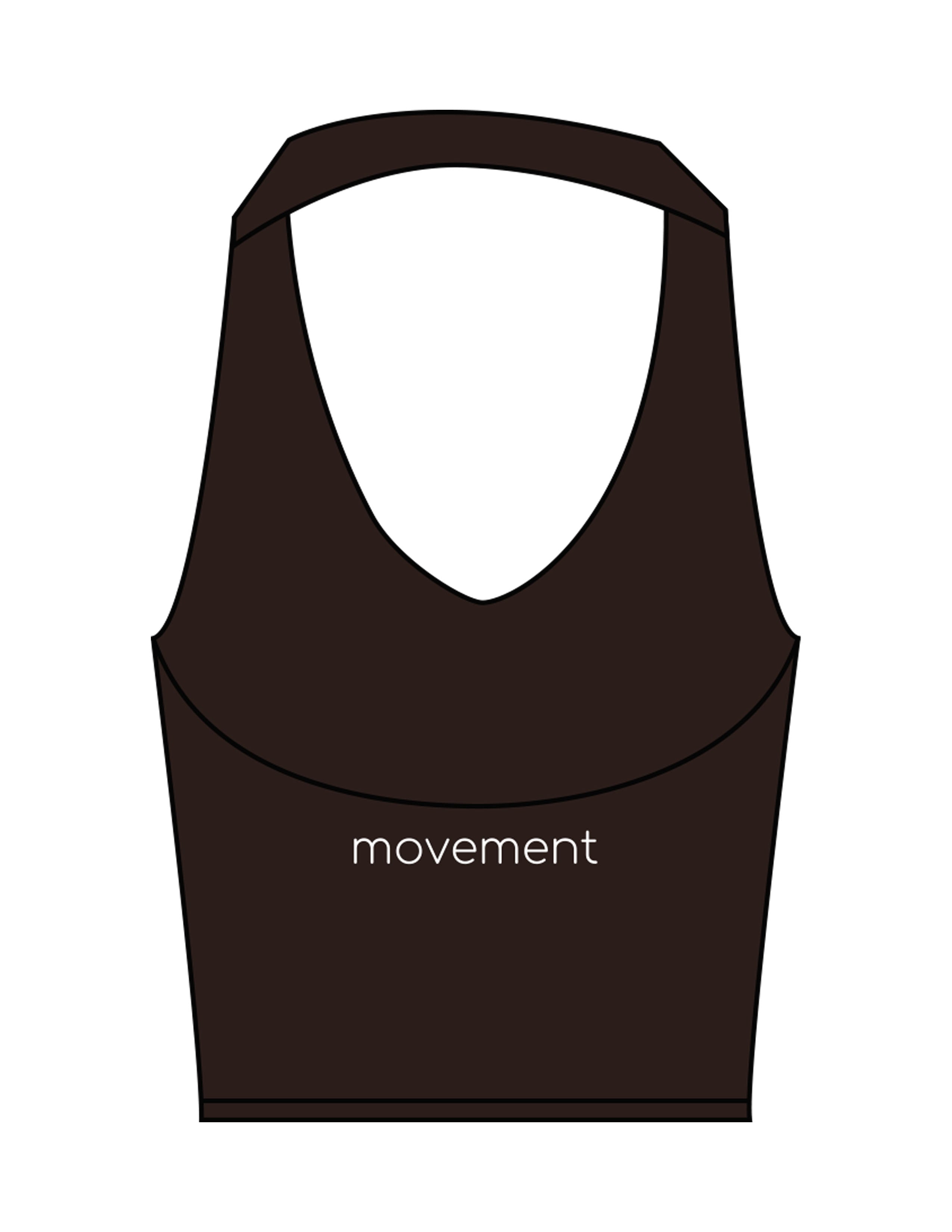 The Halter Tank - Brown - Movement Pilates Buffalo - Center Back - Printed - White