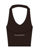 The Halter Tank - Brown - Movement Pilates Buffalo - Center Back - Printed - White