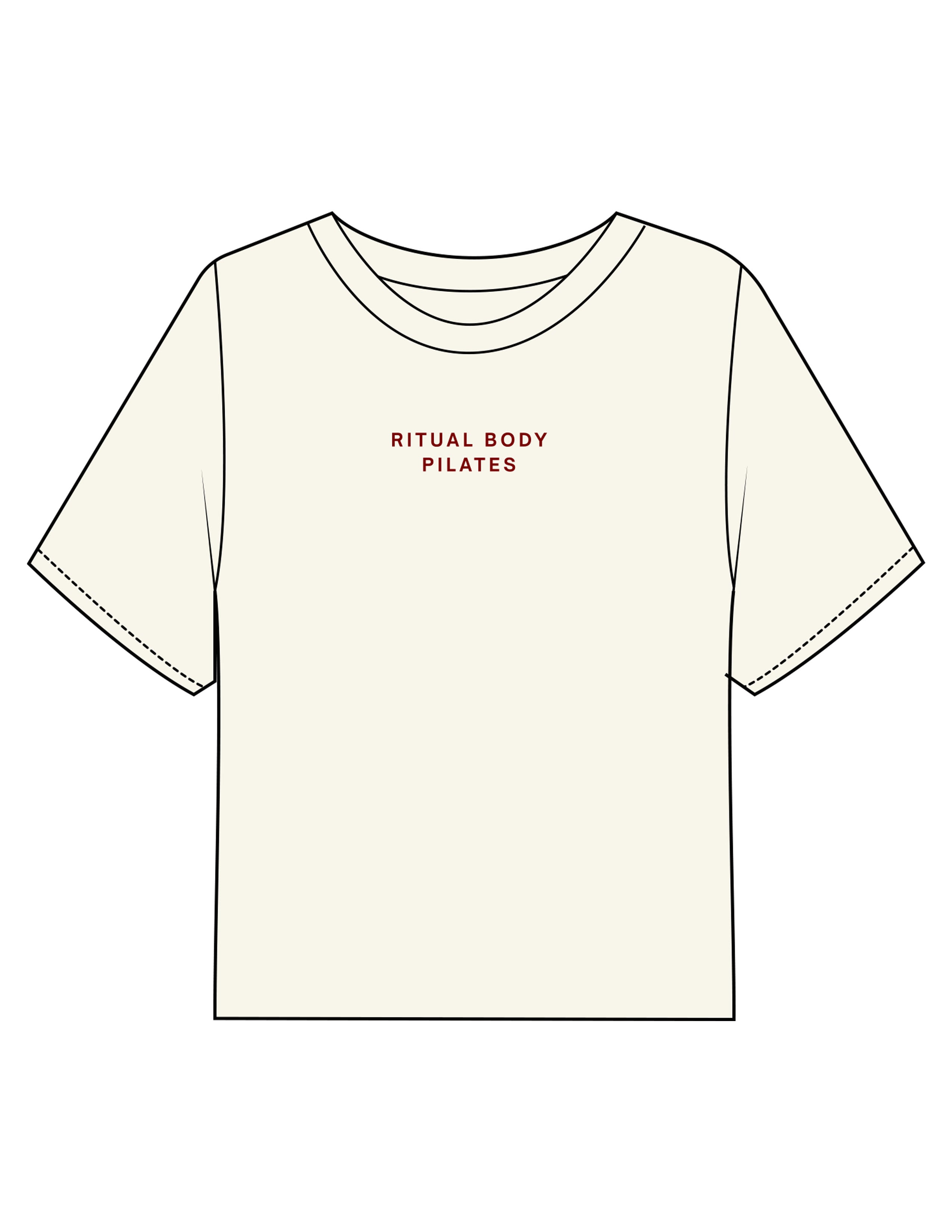 The Boxy Crop Tee - Off White - Ritual Body - Center Chest & Back Stacked - Printed - Maroon