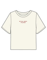 The Boxy Crop Tee - Off White - Ritual Body - Center Chest & Back Stacked - Printed - Maroon
