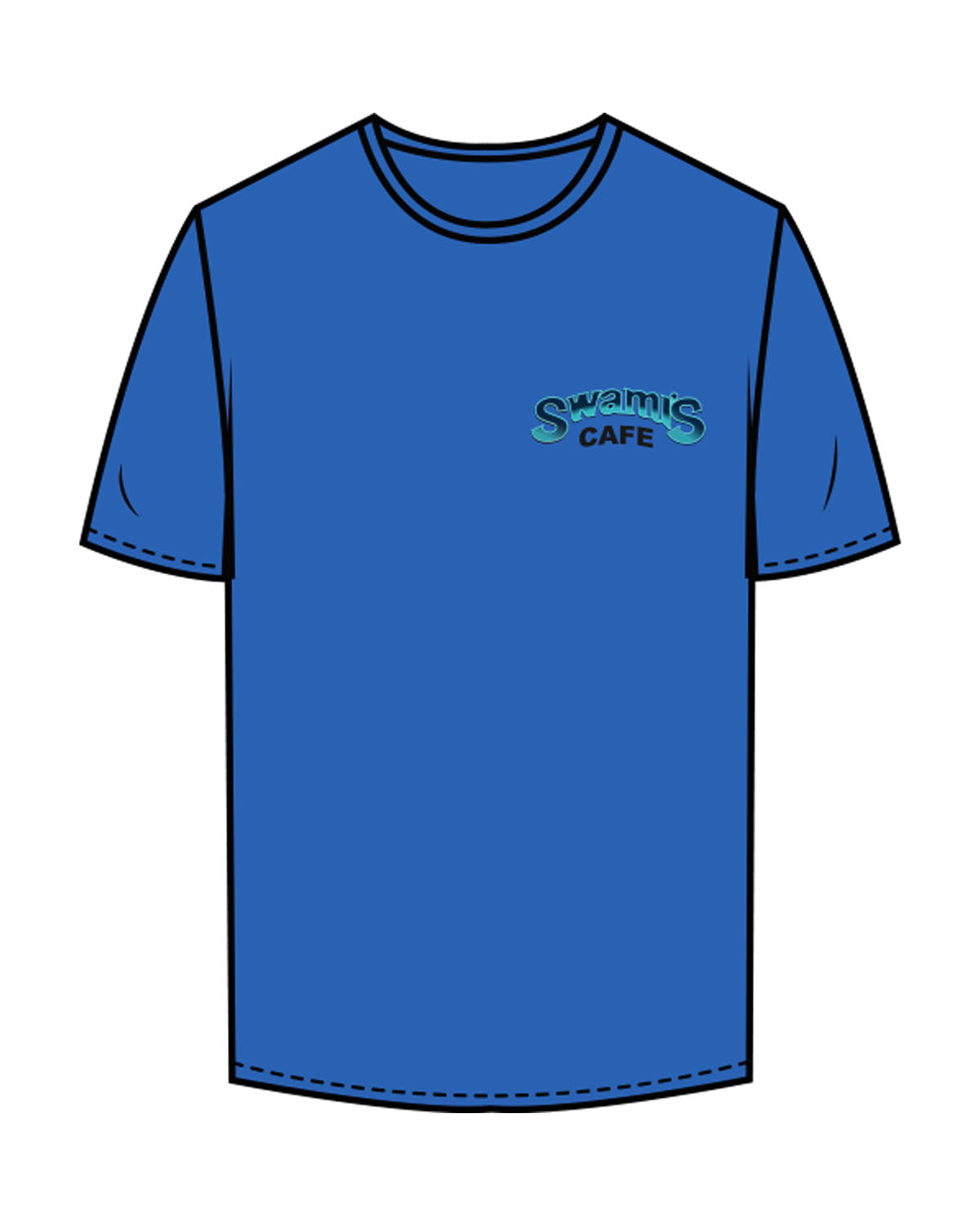 The Mens Tee - Royal - Swamis Core - Left Chest Stacked & Back Image - Printed - Full Color