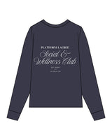 The Mens Long Sleeve - Navy - PLATFORM - Left Chest - Back Stacked - Printed - White