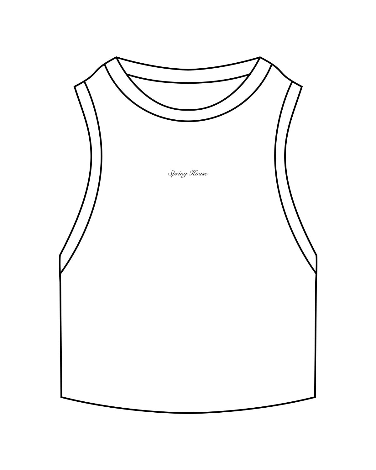 The Ribbed Crop Tank - White - Spring House - Center Chest - "Spring House" Logo - Embroidered - Black