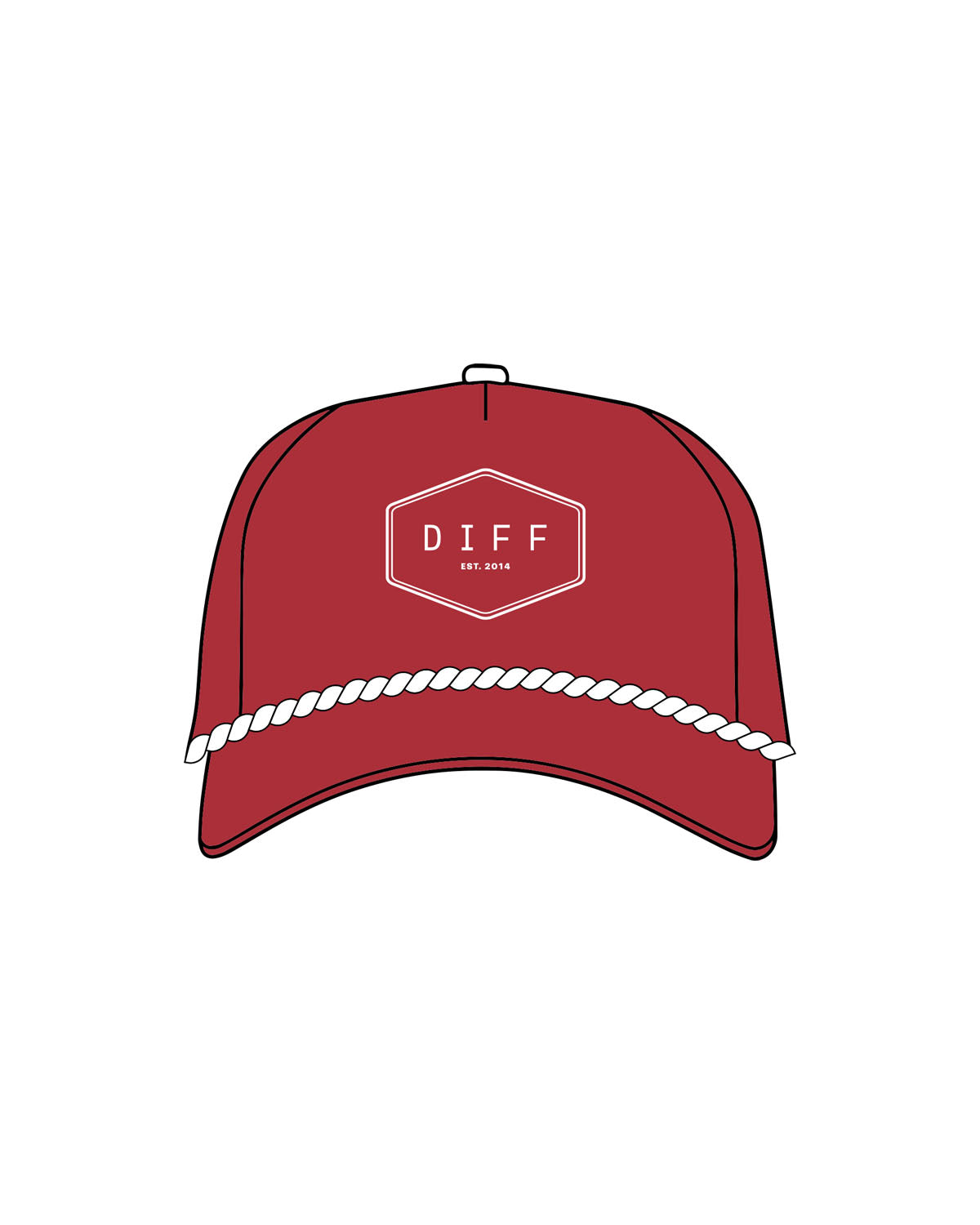 The Surf Hat - Fire / White - DiffEyewear - Center Crown - Embroidered - White