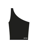 The One Shoulder Tank - Black - Coach Code - Left Bottom Back - Text - Printed - White