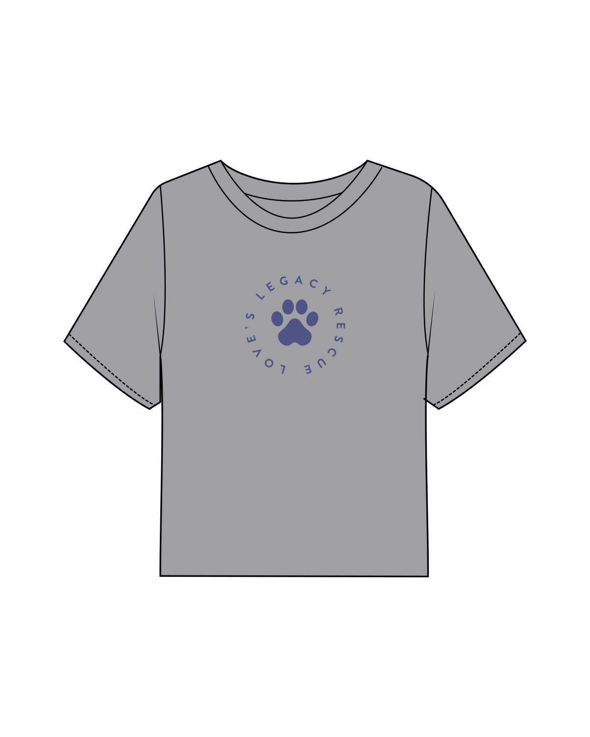 The Boxy Crop Tee - Heather - LLR - Center Chest Round - Printed - Full Color