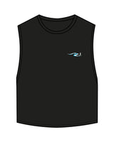 The Crop Muscle Tank - Black - East Coast Performace Running - Left Chest - Back Stacked - Printed - Full Color