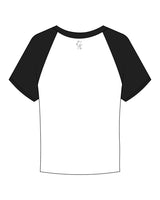 The Micro Rib Baby Tee - White / Black - The Vibe - Center Chest Stacked & Back Center Neckline - Black