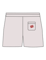 The Womens Sweat Shorts - Bone - Lagree Red - Back Pocket - Embroidered - Red