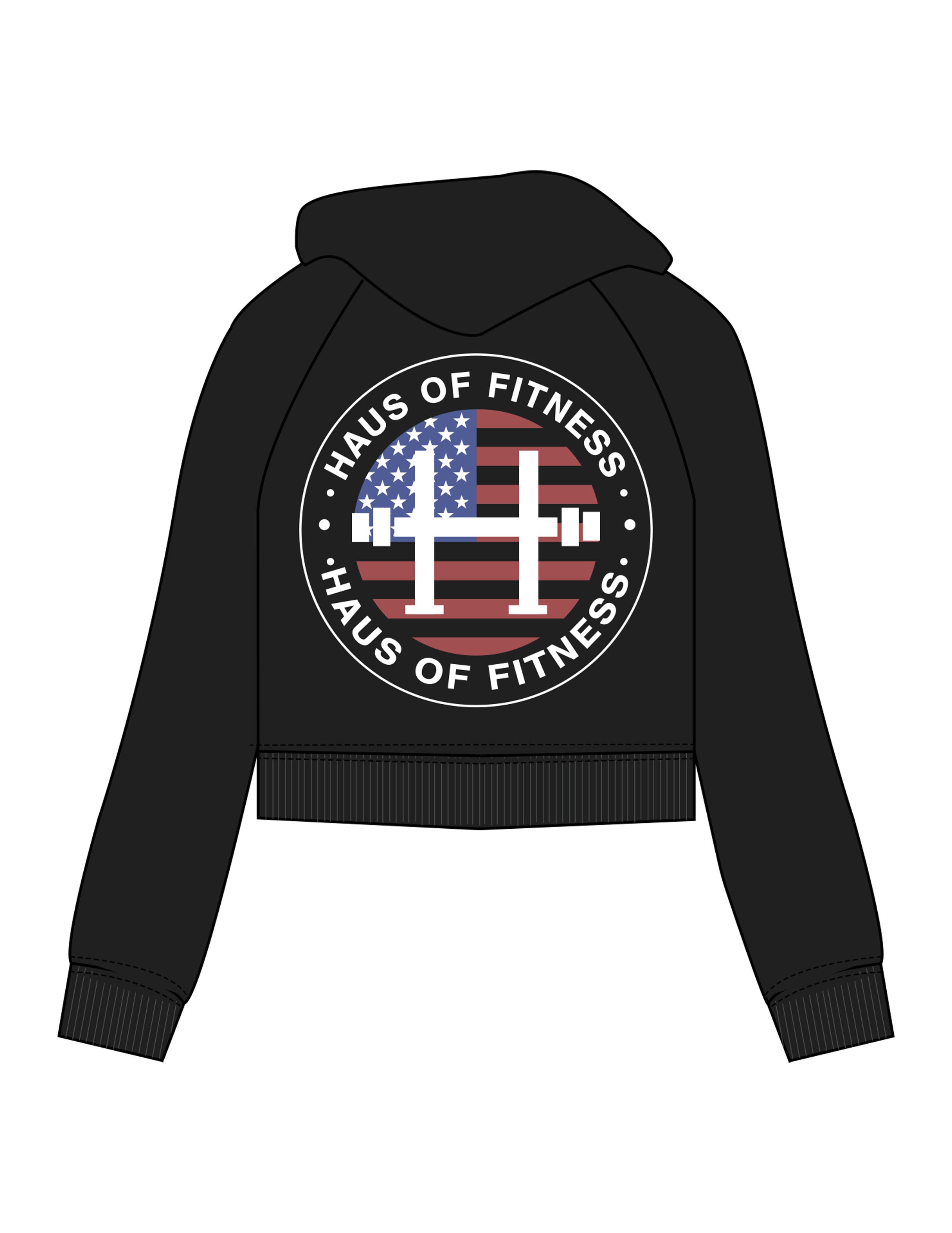 The Half Zip Hoodie - Black - Haus of Fitness - Left Chest Stacked & Back Round - Printed - Full Color