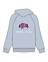 The Womens Hoodie - Powder - Rebel Ride - Back Image Stacked - Printed - White