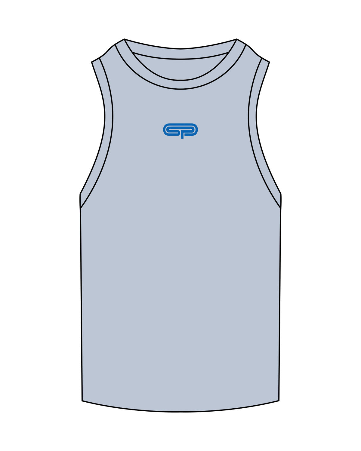 The Ribbed Full Length Tank - Powder - Studio Physique - Center Chest - Embroidered - Royal Blue