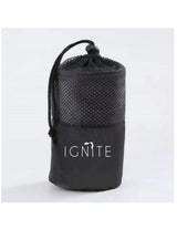 The Gym Towel - White - Ignite Barre & Fitness - Front Bottom - Embroidered - Full Color - The Gym Towel Bag - Black - Center Body - Printed - White
