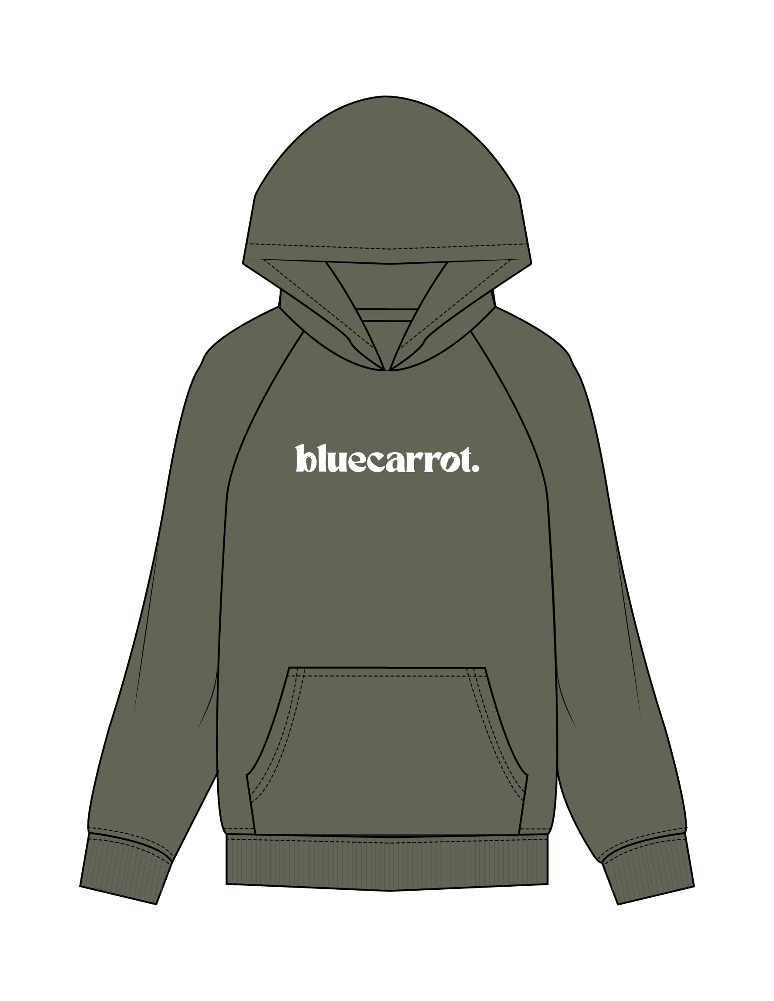 The Mens Hoodie - Cypress - BlueCarrot - Center Chest - Printed - White