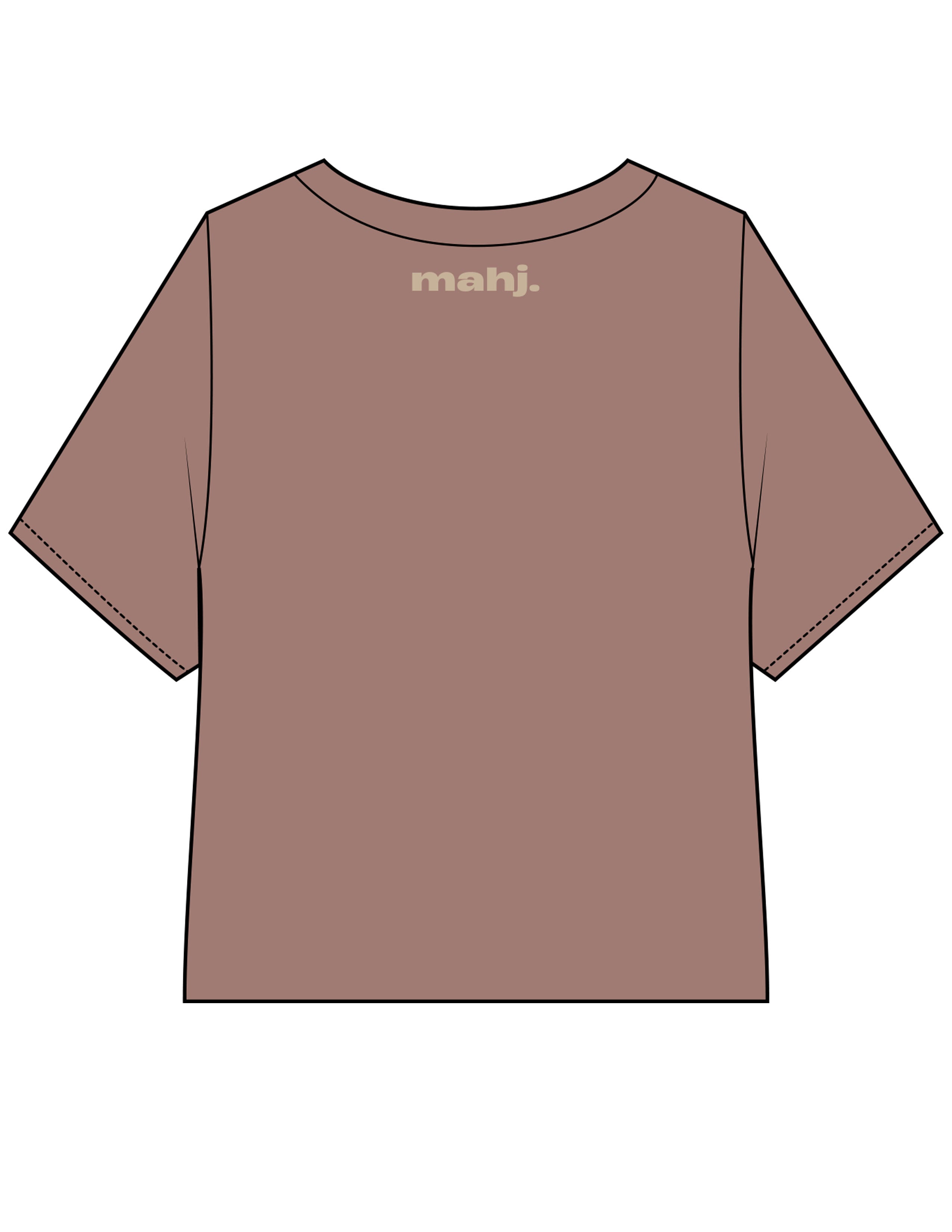 The Crop Terry Tee - Cacao - Barnes. The Label - Center Chest & Back Neckline - Printed - Full Color