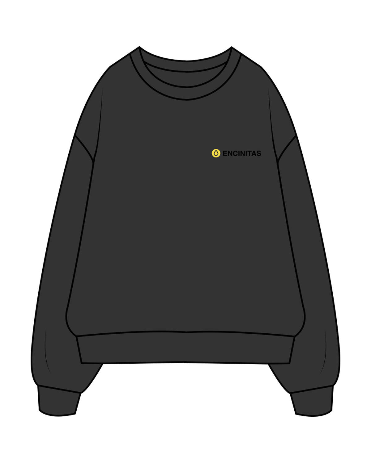 The Mens Crewneck - Washed Black - SWEATDREAMS - Left Chest "ENCINITAS" & Back Stacked - Printed - Full Color