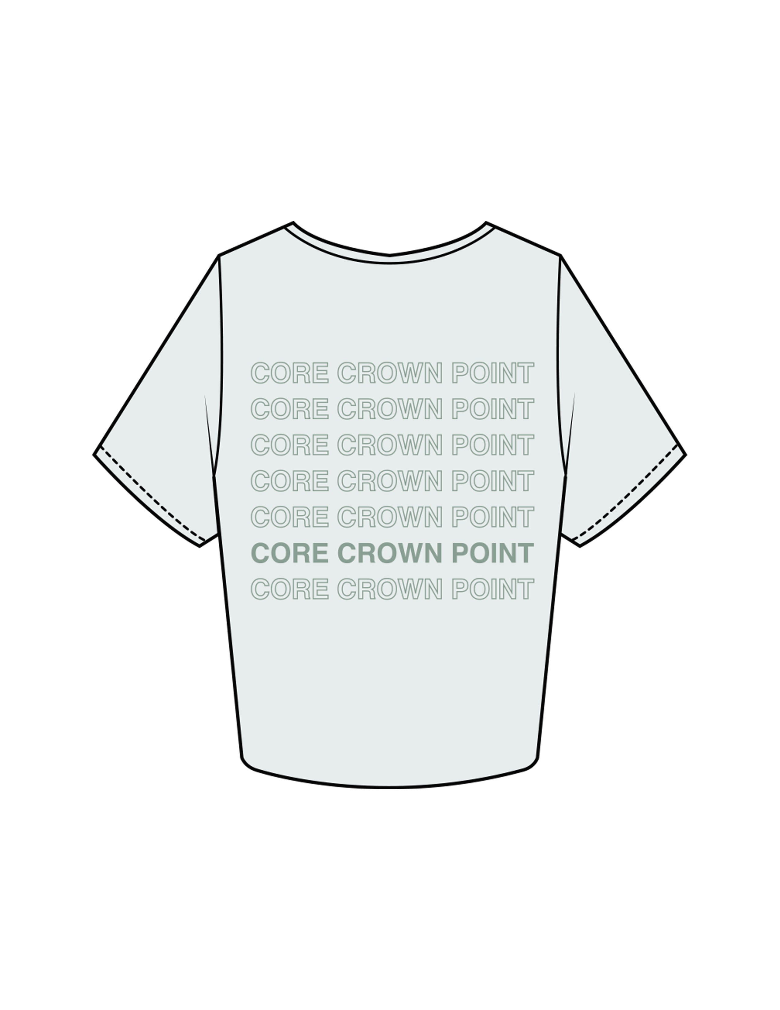 The Crop Tee - Seafoam - Core Crown Point - Center Chest & Back Stacked - Printed - Sage