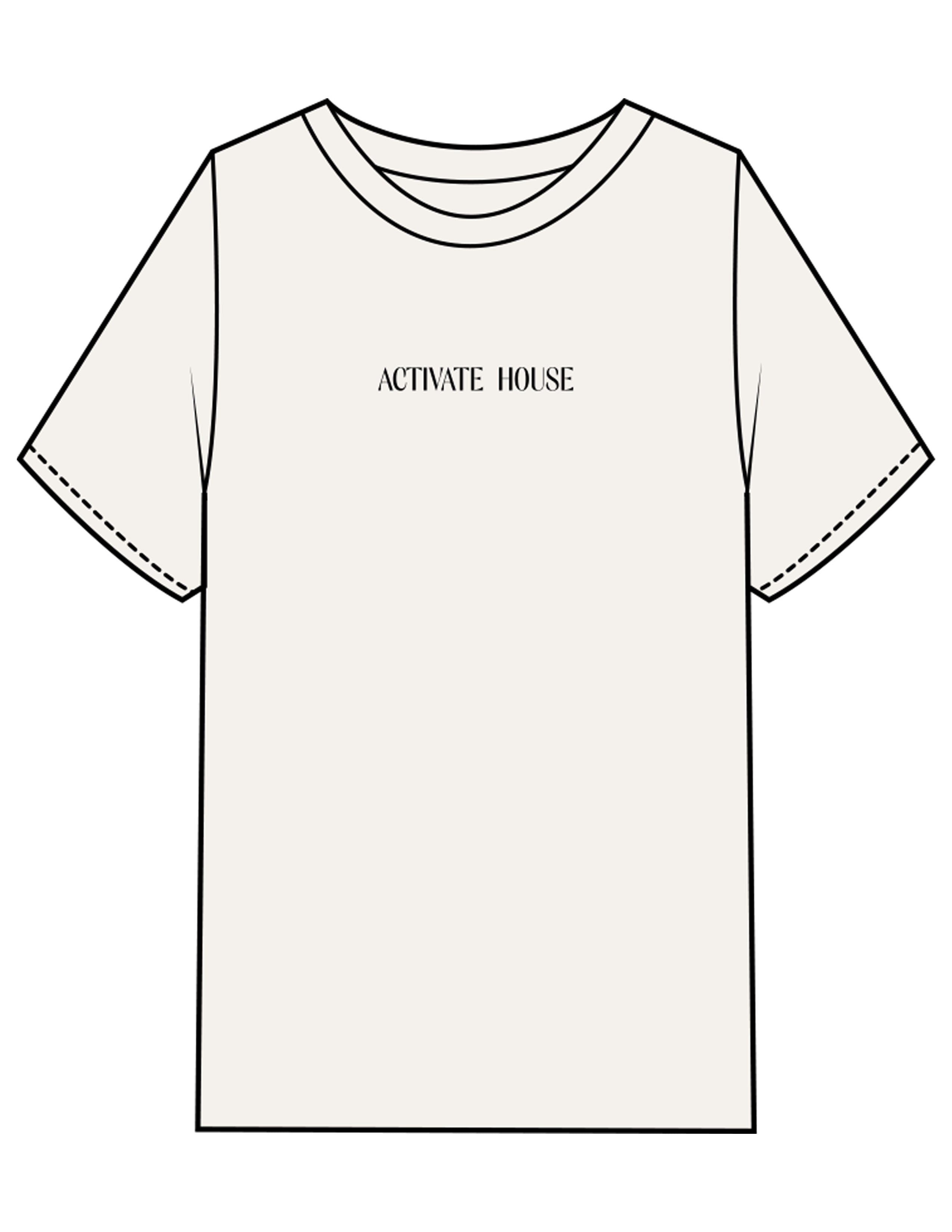 The Mens Heavyweight Tee - Butter - Activate House - Center Chest & Center Back - Printed - Black