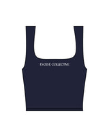 The Square Neck Tank - Navy - Evolve Collective - Center Chest - Printed - White