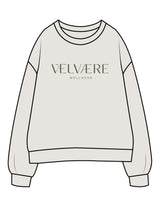 The Womens Crewneck - Washed Bone - Velvaere - Center Chest Stacked & Back Neckline - Printed - Green