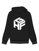 The Womens Hoodie - Black - Higher Ground - Left Chest & Back Cube - Printed - White