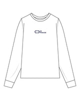 The Crop Long Sleeve - White - C2 Financial - Center Chest Stacked - Printed - Navy