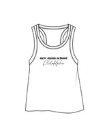 The Crop Tank - White - New Mom School - Center Chest Stacked - Printed - Black