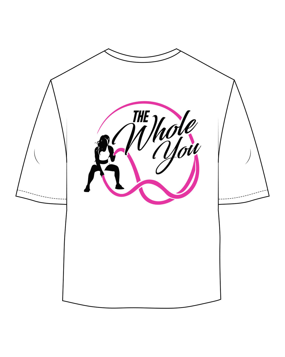 The Oversized Crop Tee - White - The Whole You Wellness - Left Chest & Back Image - Printed - Full Color