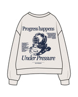 The Womens Crewneck - Bone - MD Hyperbaric - Left Chest Round & Back Illustration - Printed - Navy