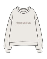 The Womens Crewneck - Bone - Aesthetics Injector - Center Chest " I'M MENDSING " - Tone on Tone