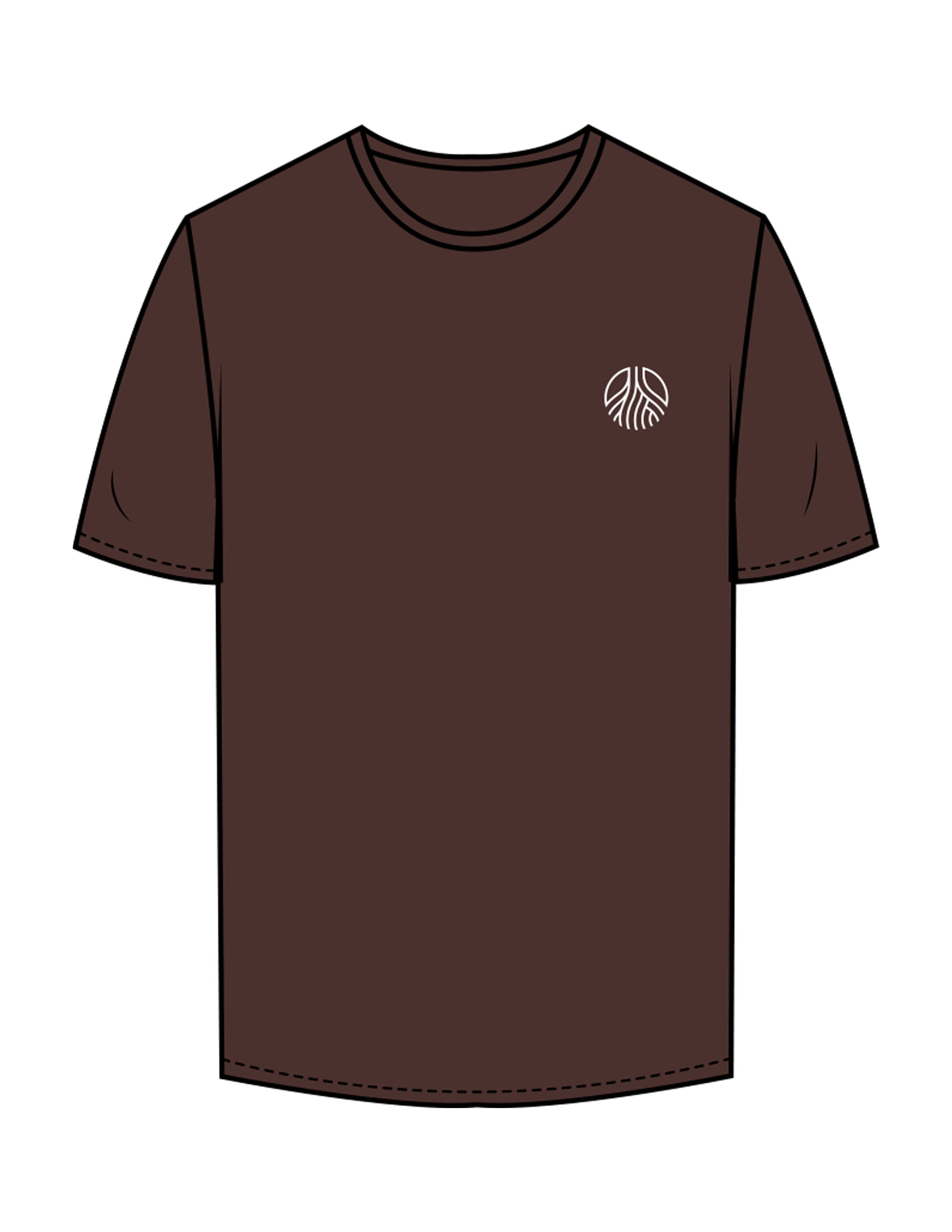 The Mens Tee - Chocolate - Sultivate - Left Chest Icon & Back Shoulder - Printed - White