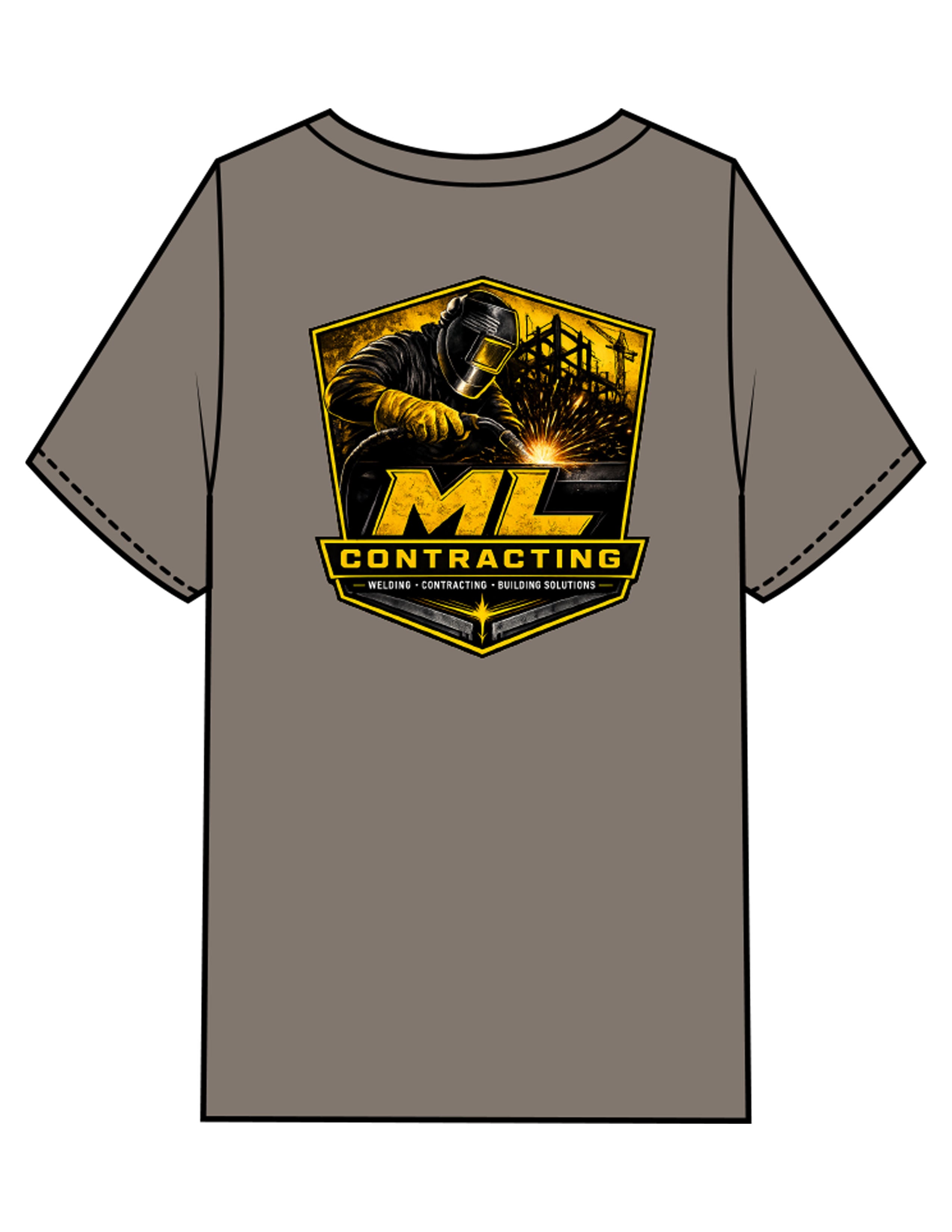 The Mens Heavyweight Tee - Grey Stone - ML Contracting LLC - Left Chest & Back Image - Printed - Full Color
