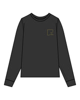 The Womens Heavyweight Long Sleeve - Washed Black - Slo x Form - Left Chest Squared - Printed - Green