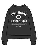 The Midweight Unisex Crewneck - Washed Black - HiLo - Center Chest & Back Stacked - Printed - White
