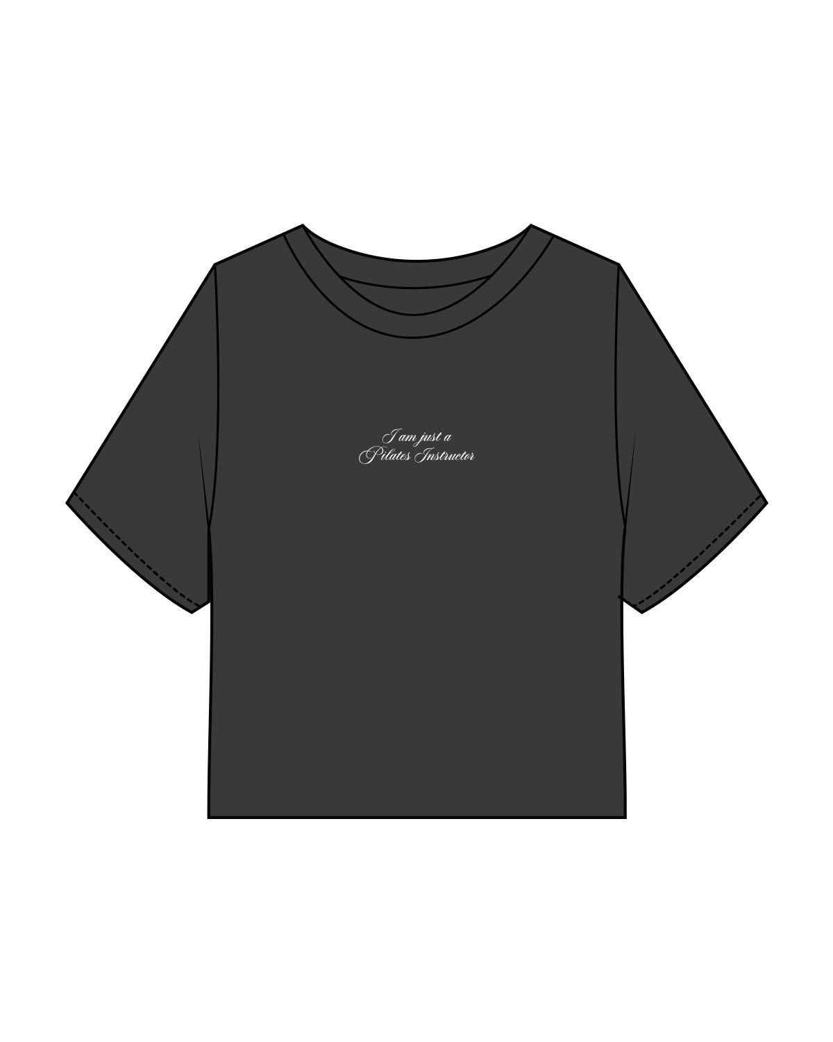 The Heavyweight Crop Tee - Washed Black - Flowcorps - Center Chest Stacked- Embroidered - White