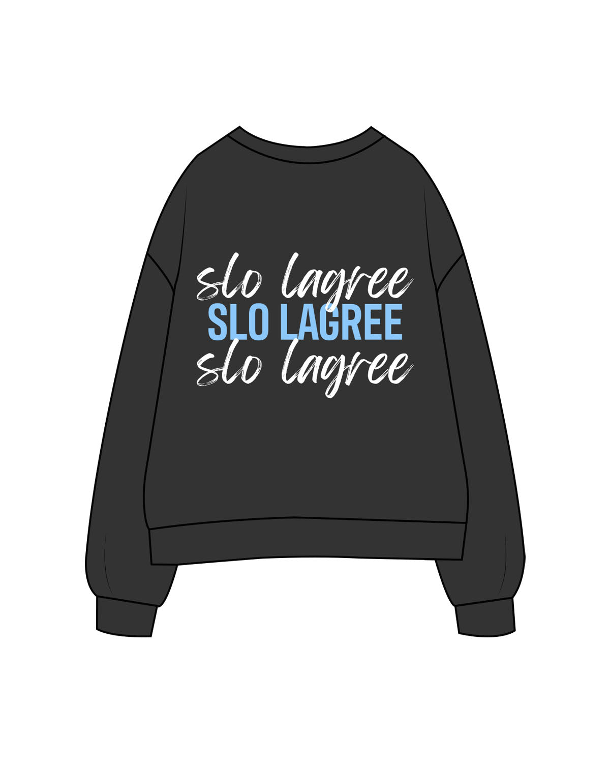 The Womens Crewneck - Washed Black - Powerhouse Fitness - Left Chest & Back Stacked - Printed - Full Color