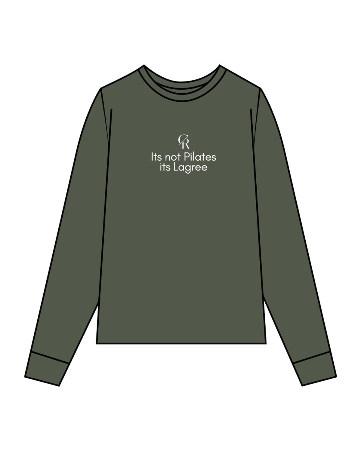 The Mens Heavyweight Long Sleeve - Cypress - Core Reform - Center Chest - Printed - White