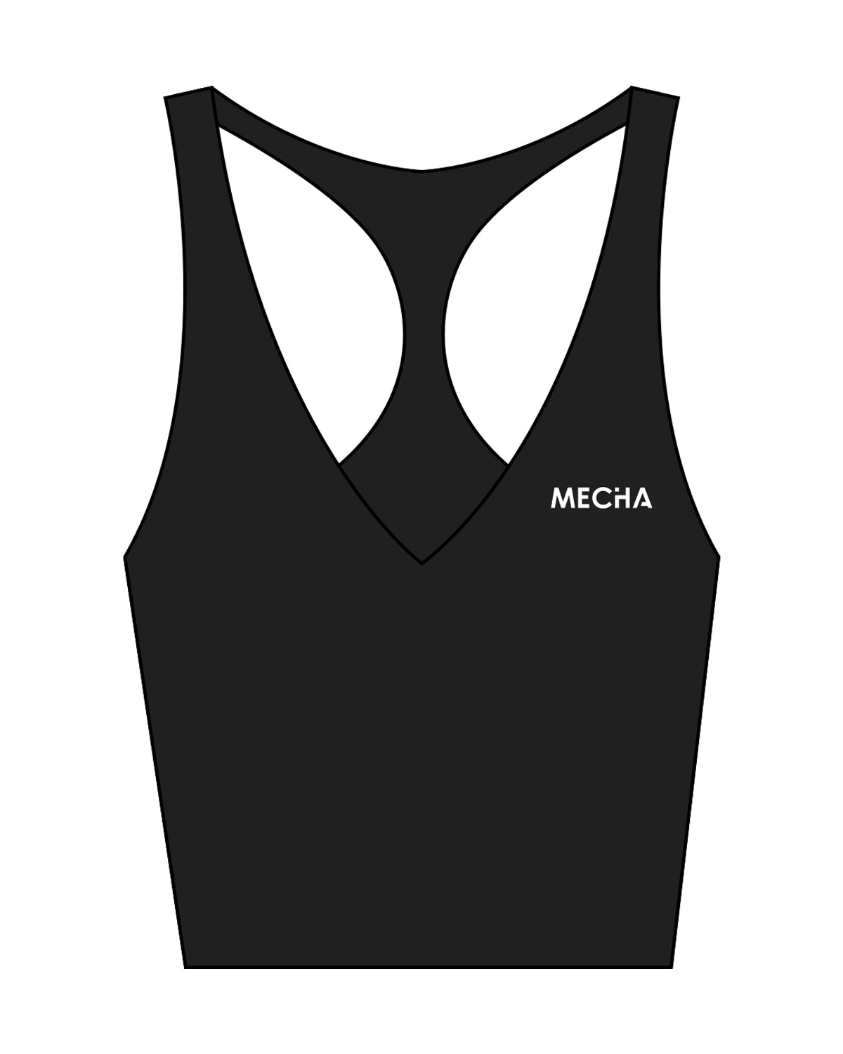 The Racer Tank - Black - MECHA - Left Chest - White