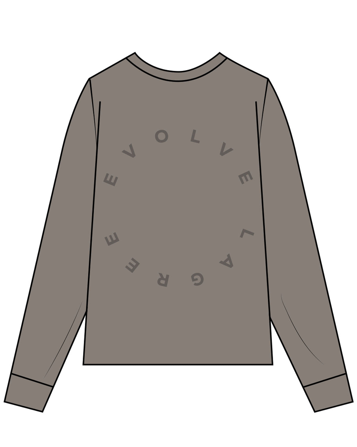 The Womens Heavyweight Long Sleeve - Washed Gray - Evolve Lagree - Back Center - Tone on Tone