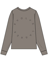 The Womens Heavyweight Long Sleeve - Washed Gray - Evolve Lagree - Back Center - Tone on Tone