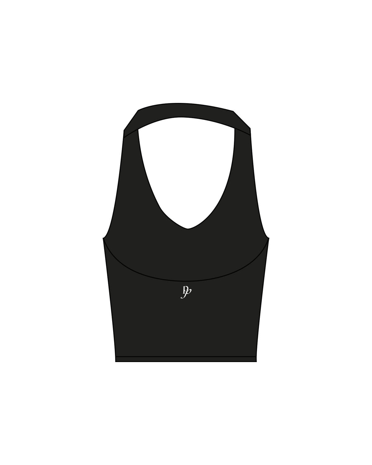 The Halter Tank - Black - Platinum Pilates - Center Back - Printed - White