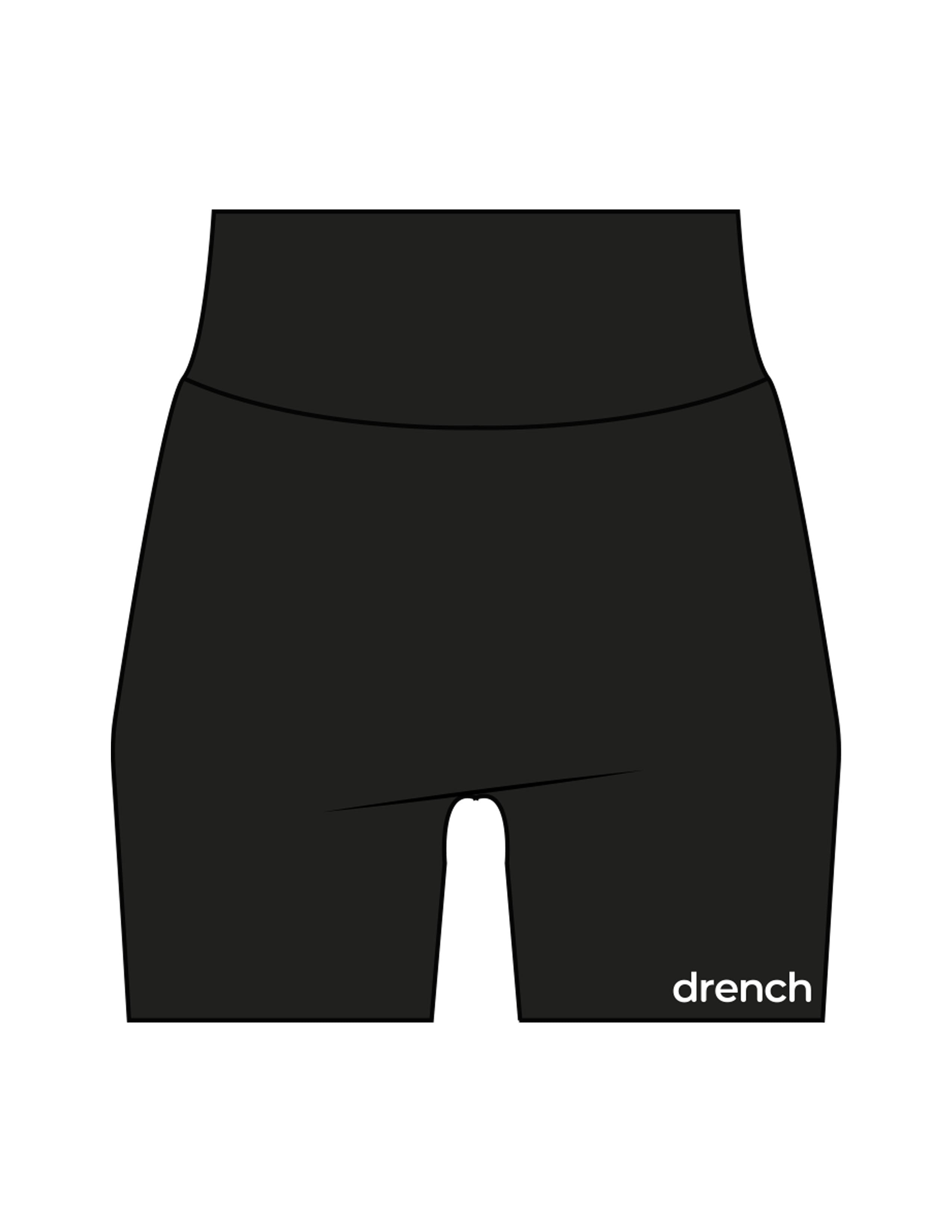 The Basic Short - Black - Drench - Left Leg - Printed - White